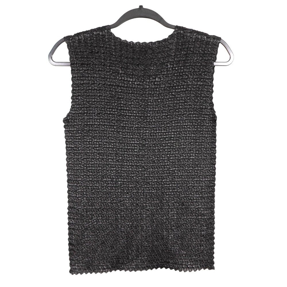 Nicola VTG Textured Tank Top Size L Black Stretch Sleeveless Whimsigoth Festival - Picture 3 of 3